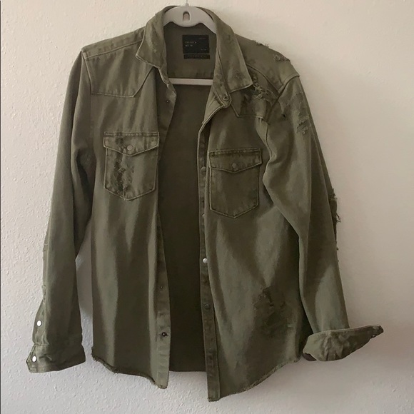 Zara Other - Zara Man Denim Oil Green Jacket Sz M